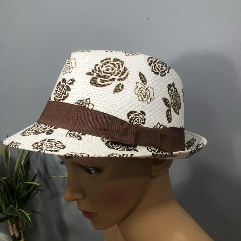 Magid Hats White and Brown Floral Hat